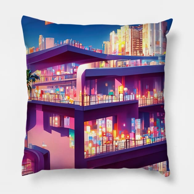 Palm District Pillow by Holosomnia