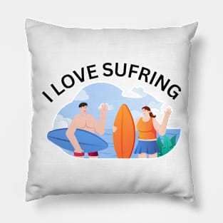 I Love Surfing Pillow