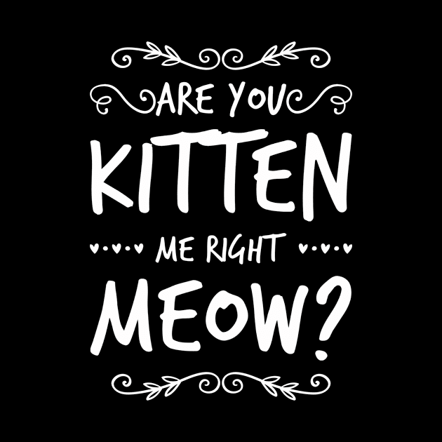 Are You Kitten Me Right Meow | Cat | Cute | Kidding | Gift by MerchMadness