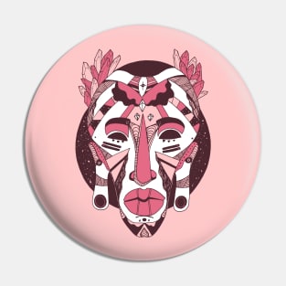 Pink and White African Mask 1 Pin