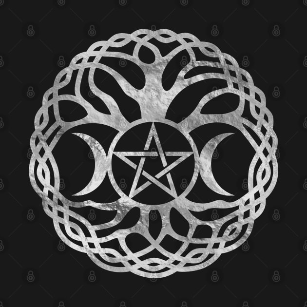 Triple Goddess with pentagram and tree of life by Nartissima