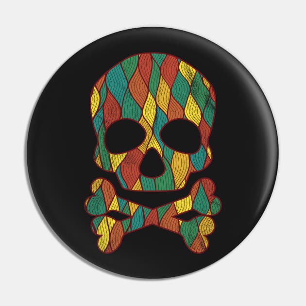 Skull and Bones Halloween Art Retro Pattern Pin by astralprints