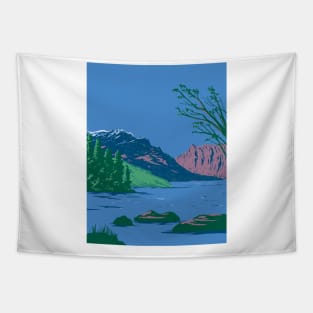 Phelps Lake near Death Canyon in Wyoming USA WPA Art Poster Tapestry