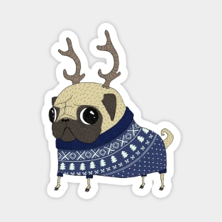 Reindeer Pug Magnet