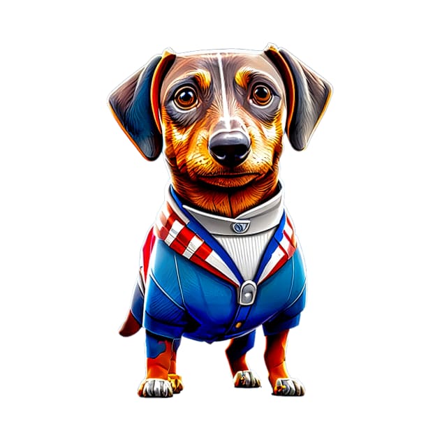 Dachshund in a USA Flag Suit: Proudly Representing the Land of the Free by fur-niche