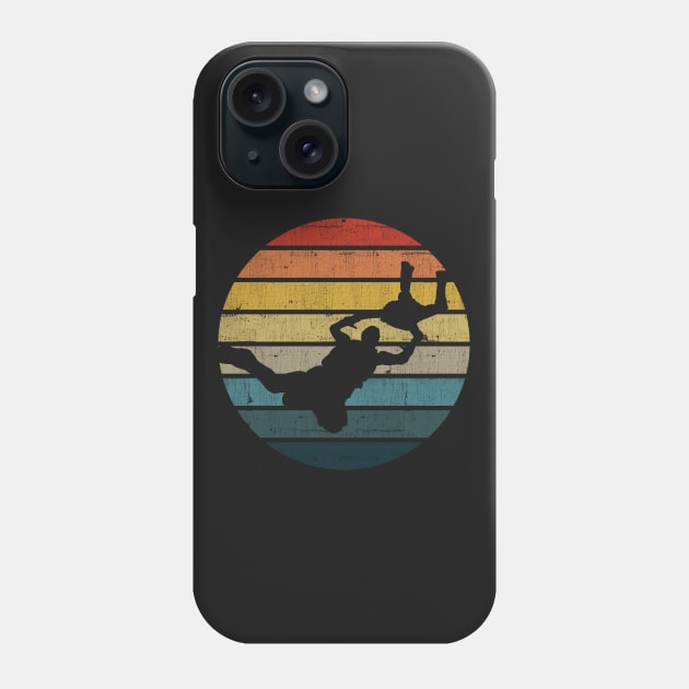 BASE jumping Silhouette On A Distressed Retro Sunset print Phone Case by theodoros20