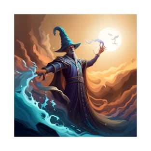 Mystic Conjuror: Colourful Lich Wizard Unleashing Elemental Power T-Shirt