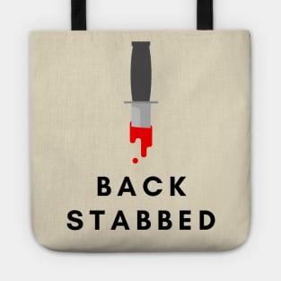 Stabbed in the back- a back stabbing design Tote