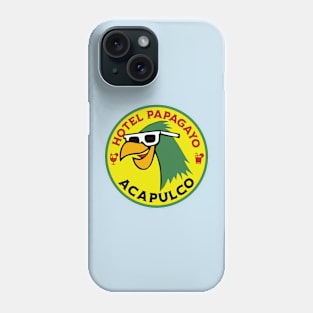 Hotel Papagayo Acapulco Mexico - Vintage Travel Sticker - Vintage Luggage Label Parrot Hotel Mexico Phone Case