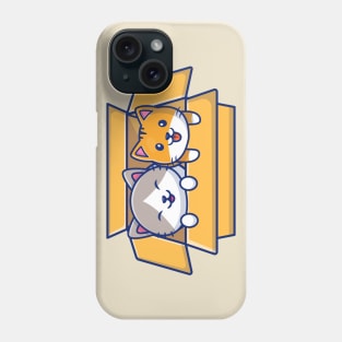 Cute Cat Playing In The Box Cartoon (4) Phone Case