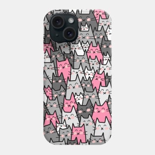 Cat Party - Gray Pink Phone Case