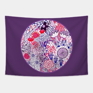 Floral Jungle Purple Tapestry