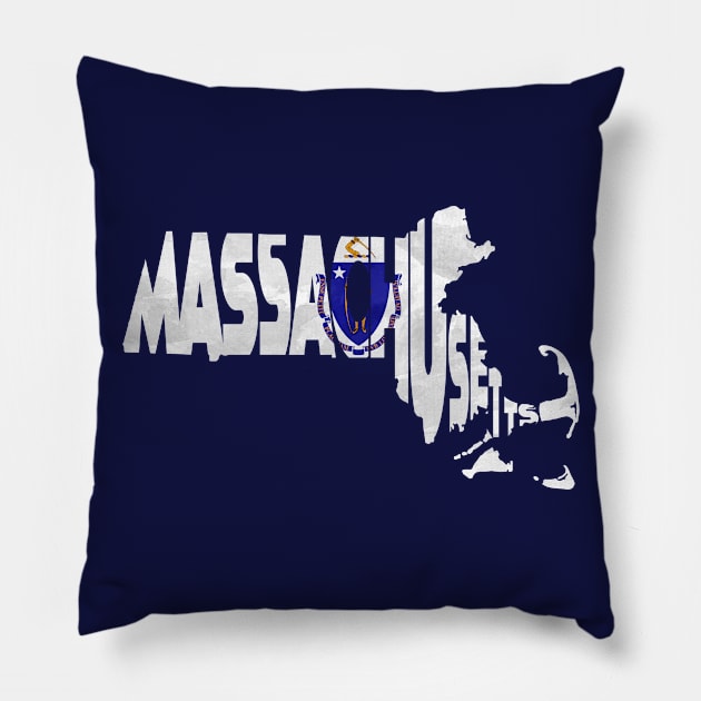 Massachusetts Typo Map Pillow by inspirowl