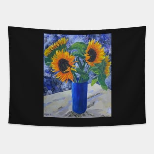 Sunflowers mixed media artwork Tapestry