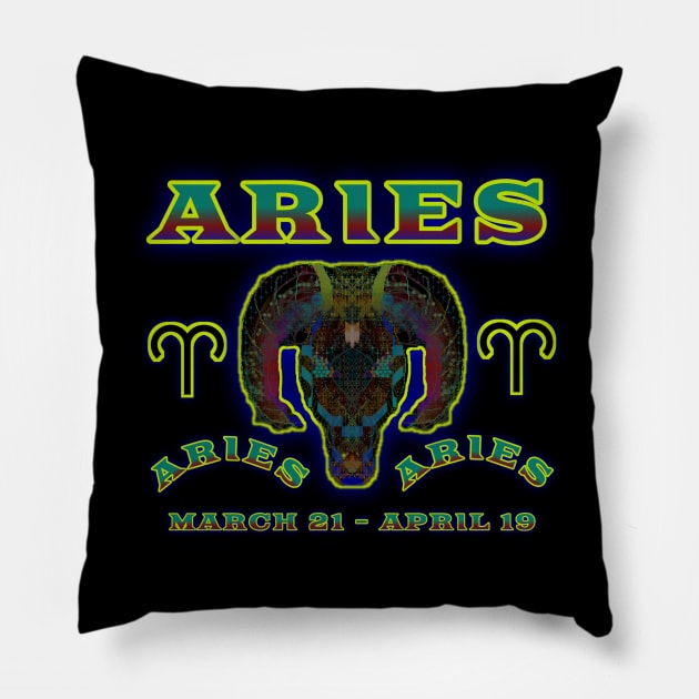 Aries 1a Black Pillow by Boogie 72