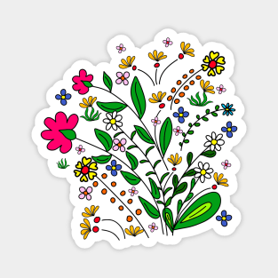 colourful flower meadow blooming flower tendril floral pattern Magnet