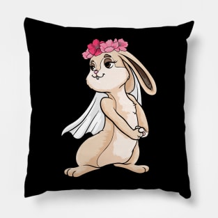 Bunny as bride with veil and flowers Pillow