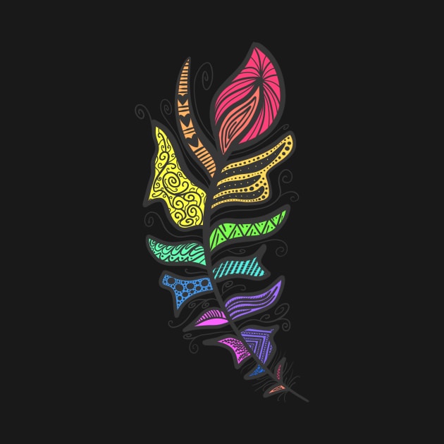 Rainbow Feather by JessCarrsArt