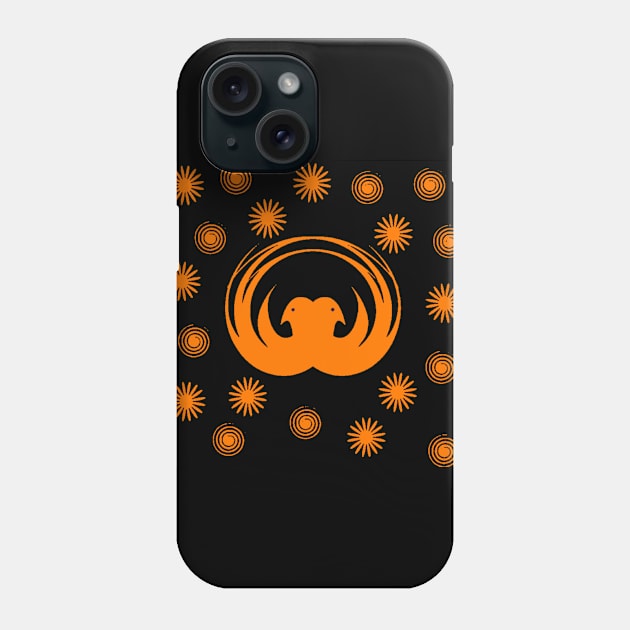 Orange birds on the black background Phone Case by Evgeniya