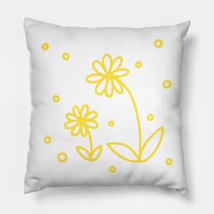 Daisies and Dots 2 in Lemon Yellow and White Pillow