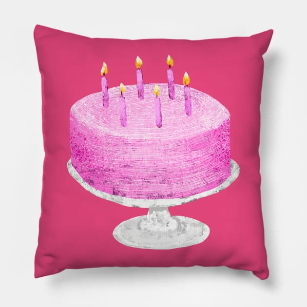 Pink Birthday Cake Pillow by pastanaut