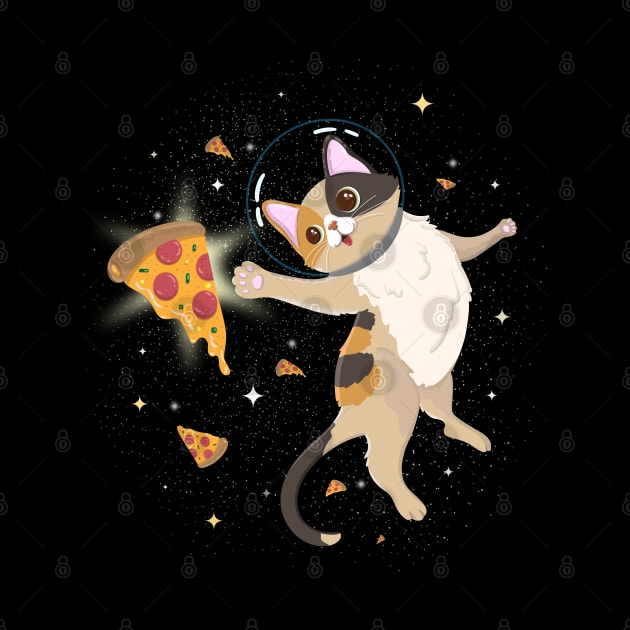Space Cat Chasing Pizza by HamilcArt