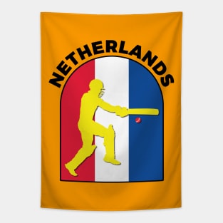 Netherlands Cricket Batsman Netherlands Flag Tapestry