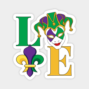 Love Mardi Gras Jester Mask Magnet