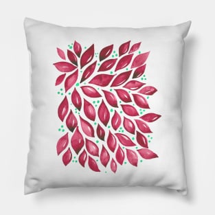 Abstract leaves and dots - pink Pillow