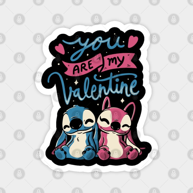 You Are My Valentine - Cute Alien Cartoon Gift Magnet by eduely