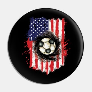 Soccer Ball on American Flag Pin