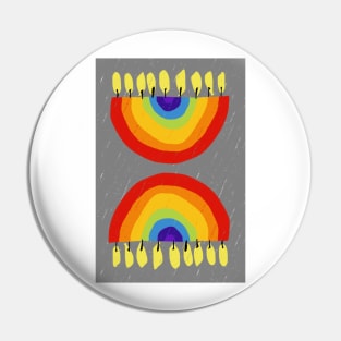 Rainbow Chanukiah Grey Print Pin