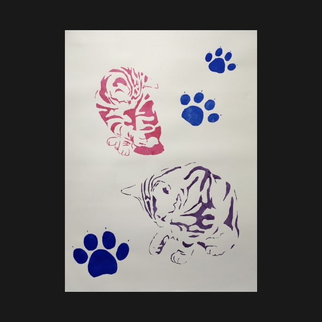 Two Colourful Tabby Kittens With Paw Prints by archiesgirl
