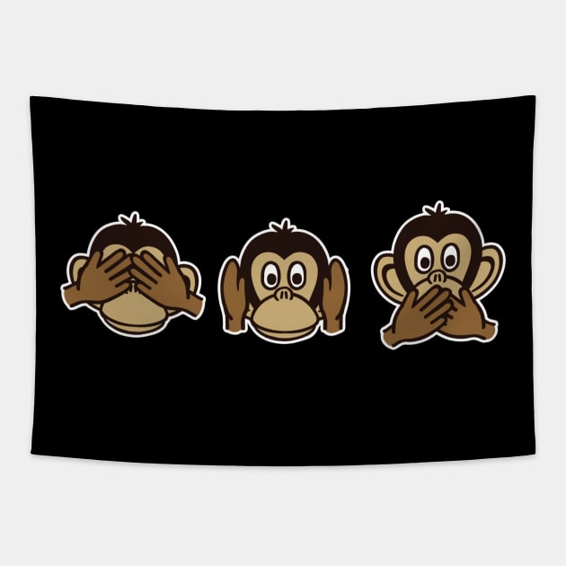 Three monkeys Tapestry by Designzz