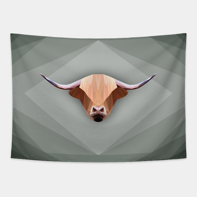 Low poly Highland Cow Tapestry by ErinFCampbell