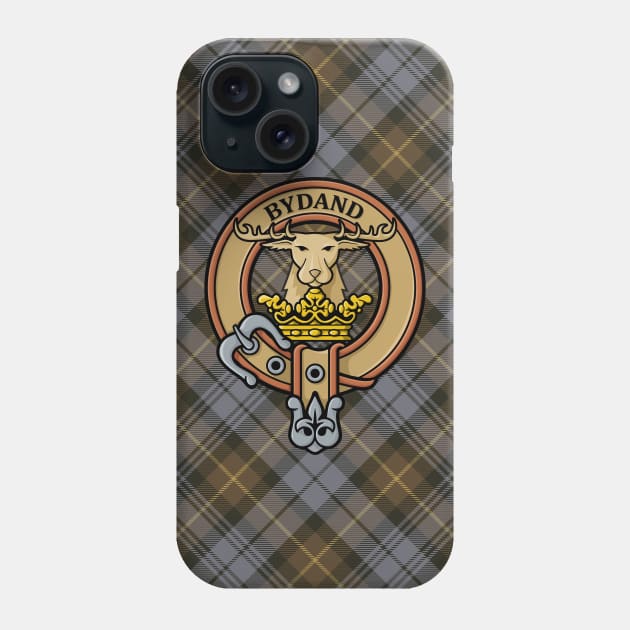 Clan Gordon Crest over Weathered Tartan Phone Case by sifis