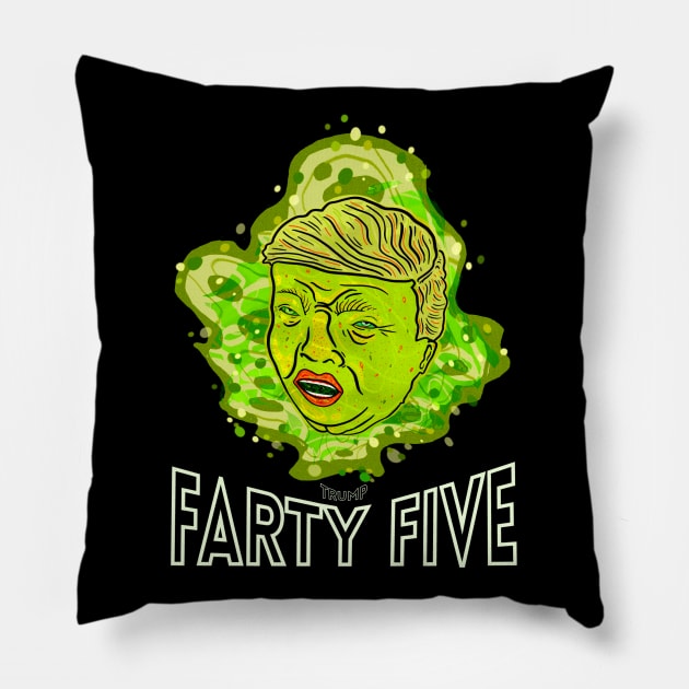 TRUMP FARTY FIVE Pillow by TJWDraws