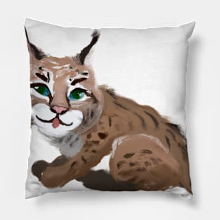 Cute Bobcat Drawing Pillow