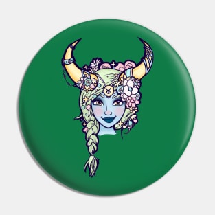 horned woman Pin