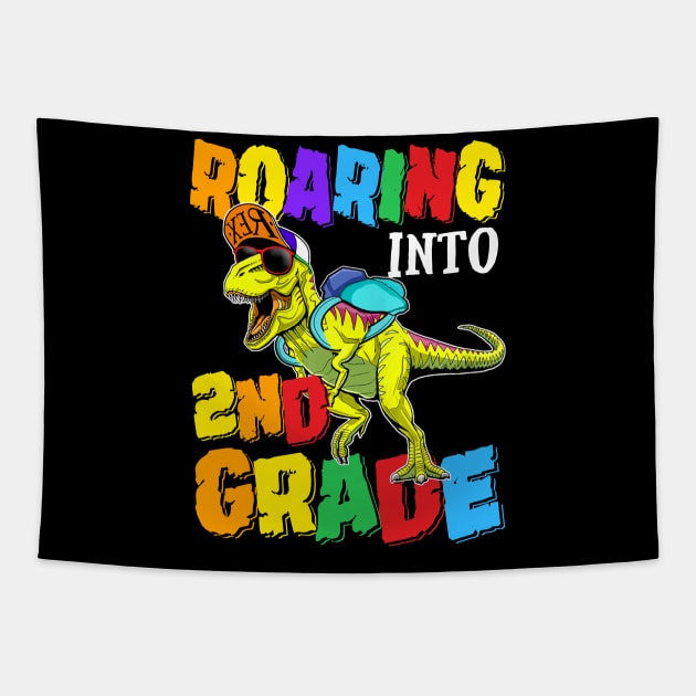 Roaring Into 2nd Grade Dinosaur Back To School Tapestry by bunnierosoff21835