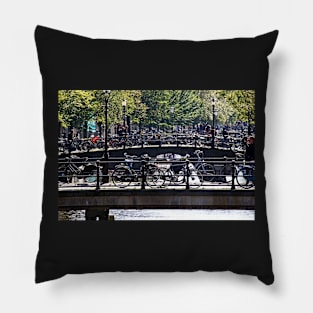 Bridges and Bikes - Amsterdam, Holland Pillow