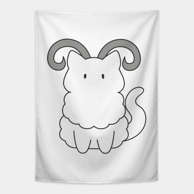 Aries Cat Zodiac Sign Tapestry by artdorable