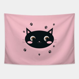 Black Cat Face Tapestry