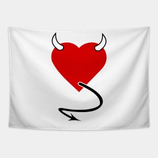 Evil Love Heart 01 White Tapestry