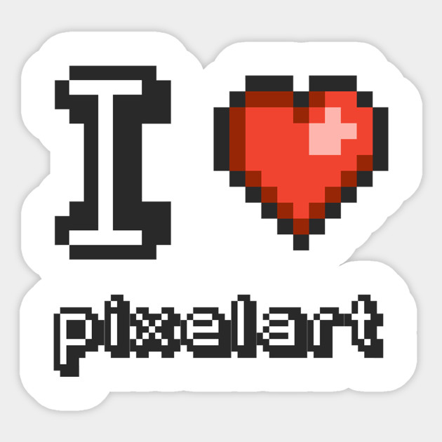 I Love Pixel Art Pixel Heart Sticker Teepublic
