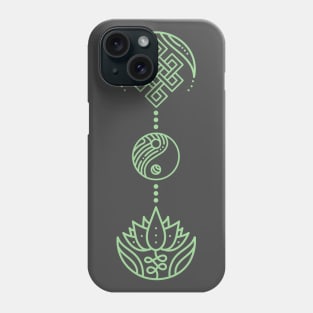 Spiritual Symbols - Yin Yang - Unalome - Lotus - Green Phone Case