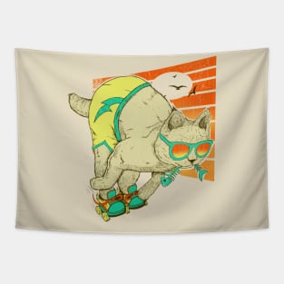 Rolling skate Cat summer vibe Tapestry