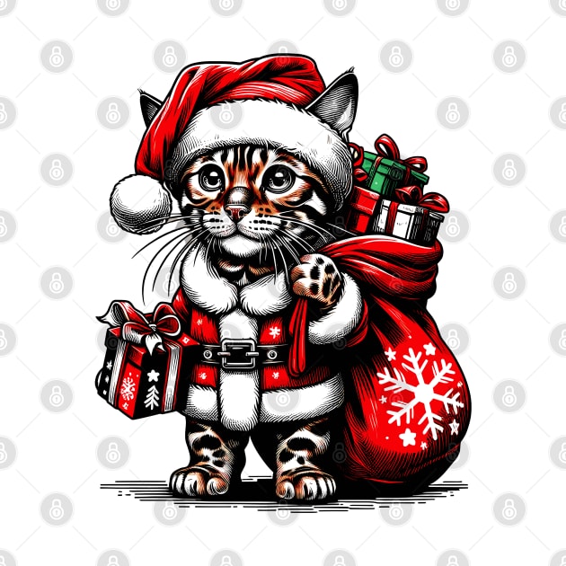 Bengal Cat Santa Claus Christmas by Graceful Designs