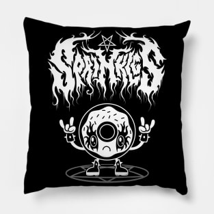 Kawaii Donut - Black Metal Logo - Creepy Cute Goth - Sprinkles Pillow