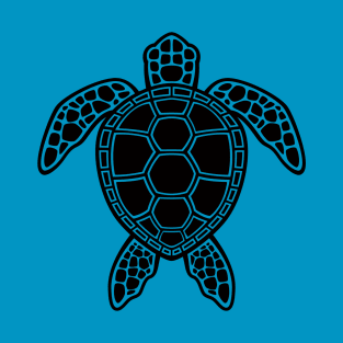Green Sea Turtle Design - Black T-Shirt